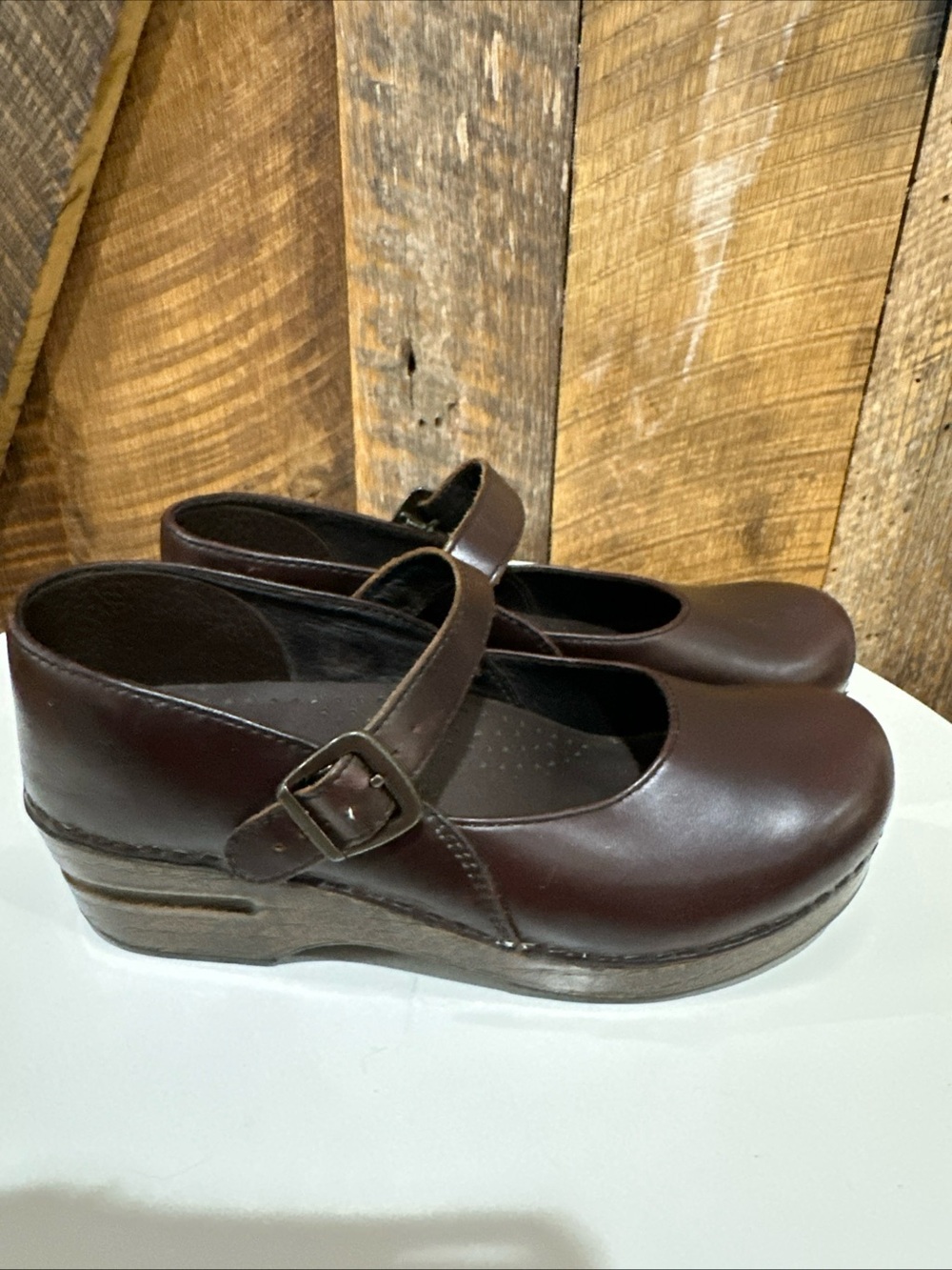 Dansko Mary Jane Clogs Women’s Brown Leather Shoes Size 36